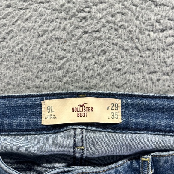 Hollister Jeans Women's 9 Blue Denim Cotton Bootcut Mid Rise Faded Workwear - Picture 4 of 11